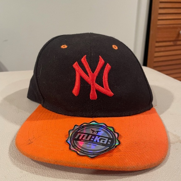 MU:KA Fall Orange And Black New York Yankees MLB Baseball Graphic Hat - Picture 1 of 8